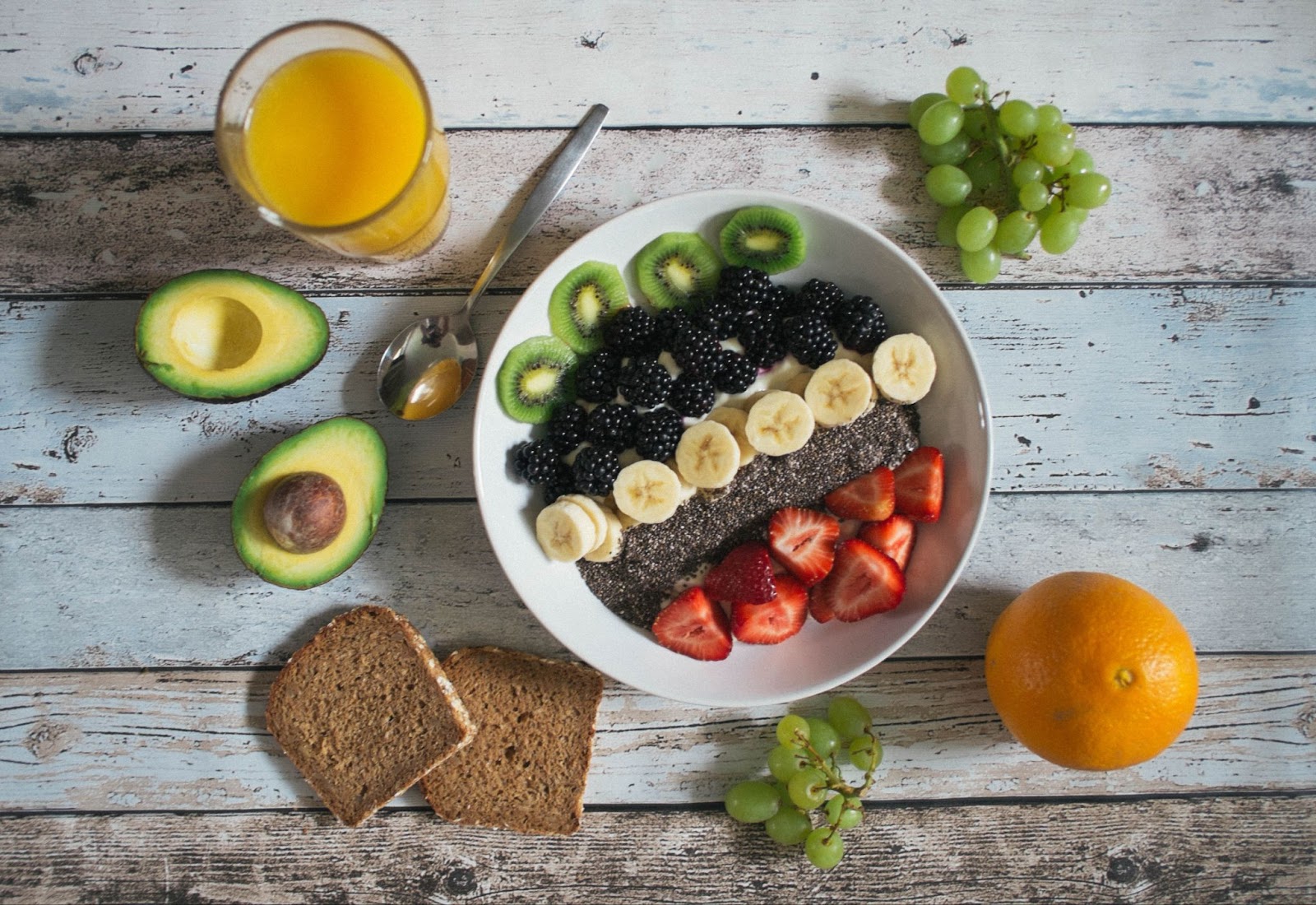 Bowl of healthy breakfast including freshfruite